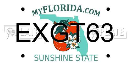 EXGT63 Florida License Plate