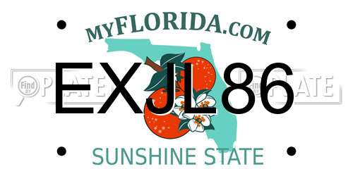 EXJL86 Florida License Plate