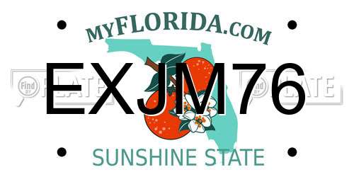 EXJM76 Florida License Plate