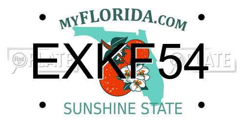 EXKF54 Florida License Plate