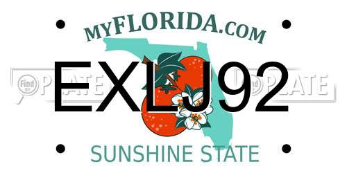 EXLJ92 Florida License Plate