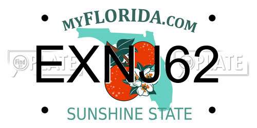 EXNJ62 Florida License Plate