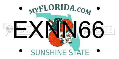 EXNN66 Florida License Plate