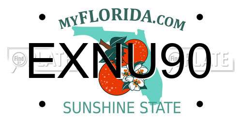 EXNU90 Florida License Plate