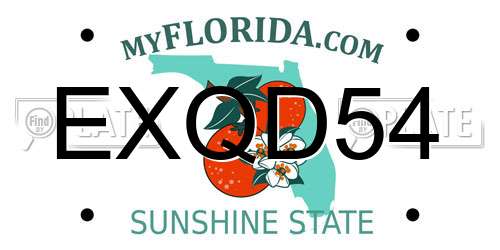 EXQD54 Florida License Plate