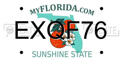EXQF76 Florida License Plate