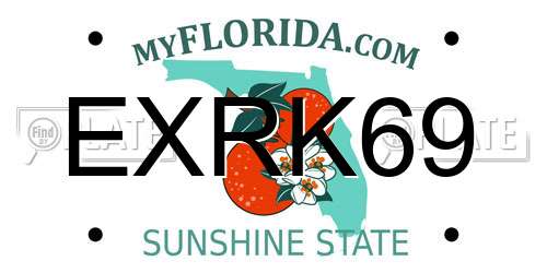 EXRK69 Florida License Plate