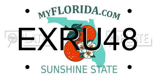 EXRU48 Florida License Plate