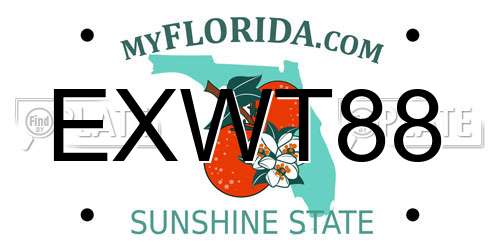 EXWT88 Florida License Plate