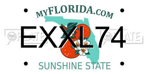 EXXL74 Florida License Plate