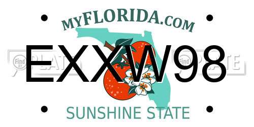 EXXW98 Florida License Plate