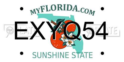 EXYQ54 Florida License Plate