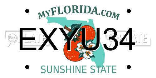 EXYU34 Florida License Plate