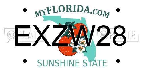EXZW28 Florida License Plate
