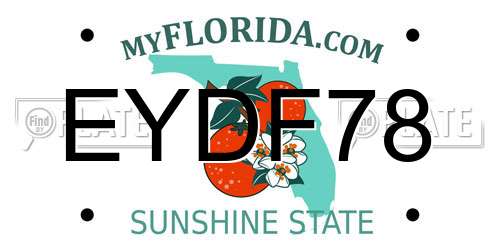 EYDF78 Florida License Plate
