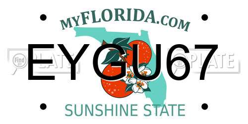 EYGU67 Florida License Plate