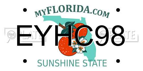 EYHC98 Florida License Plate