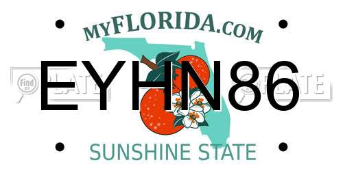 EYHN86 Florida License Plate