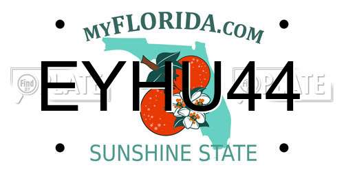 EYHU44 Florida License Plate