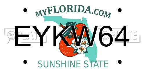 EYKW64 Florida License Plate