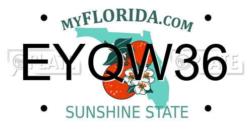 EYQW36 Florida License Plate