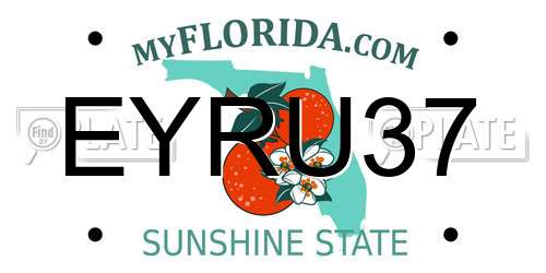 EYRU37 Florida License Plate