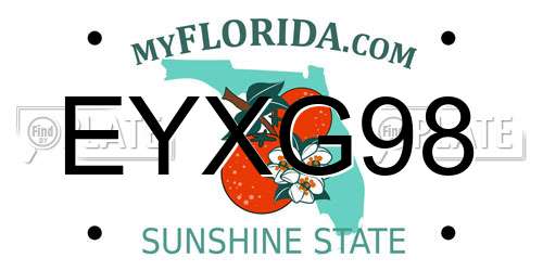 EYXG98 Florida License Plate