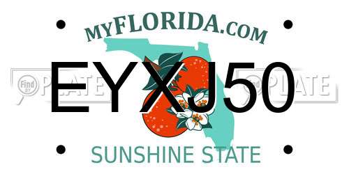 EYXJ50 Florida License Plate