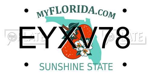 EYXV78 Florida License Plate