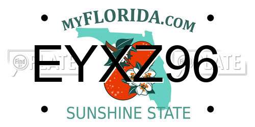 EYXZ96 Florida License Plate