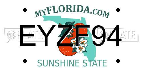 EYZF94 Florida License Plate