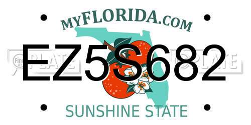 EZ5S682 Florida License Plate