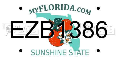 EZB1386 Florida License Plate