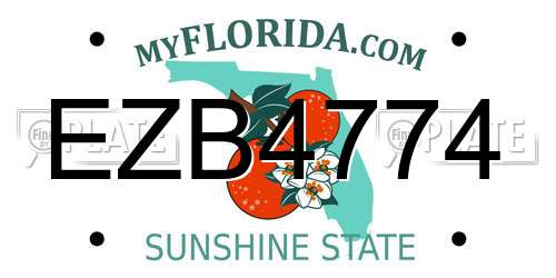 EZB4774 Florida License Plate