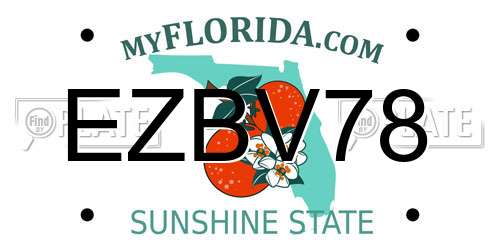 EZBV78 Florida License Plate