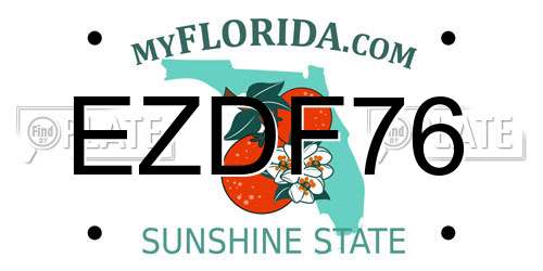 EZDF76 Florida License Plate