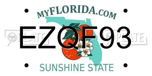 EZQF93 Florida License Plate