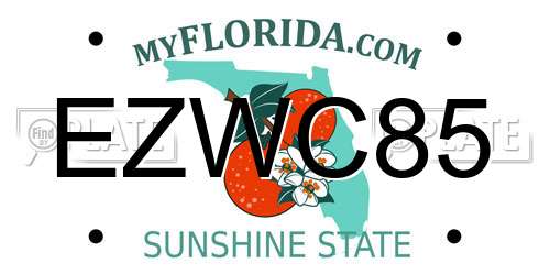 EZWC85 Florida License Plate