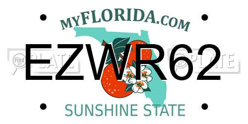 EZWR62 Florida License Plate