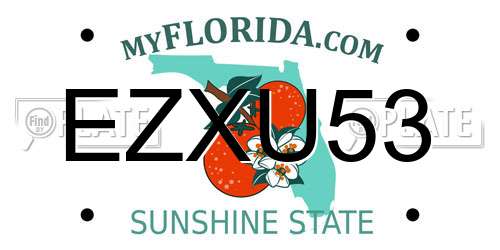 EZXU53 Florida License Plate