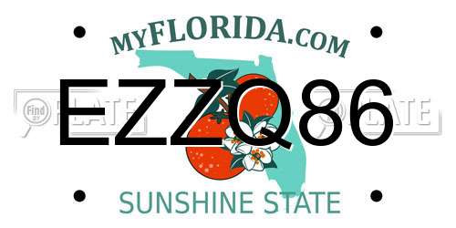 EZZQ86 Florida License Plate