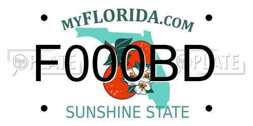 F000BD Florida License Plate