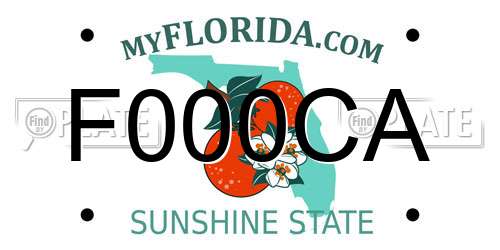 F000CA Florida License Plate