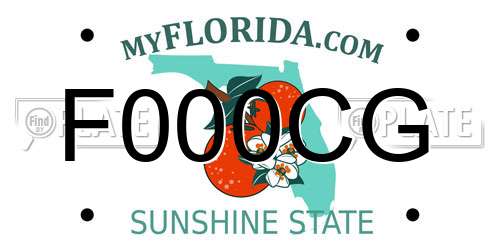 F000CG Florida License Plate