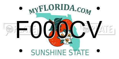 F000CV Florida License Plate
