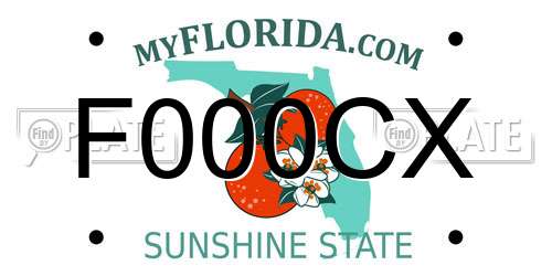 F000CX Florida License Plate
