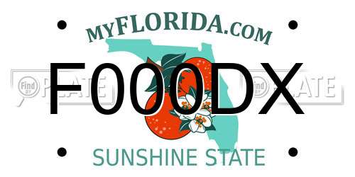 F000DX Florida License Plate