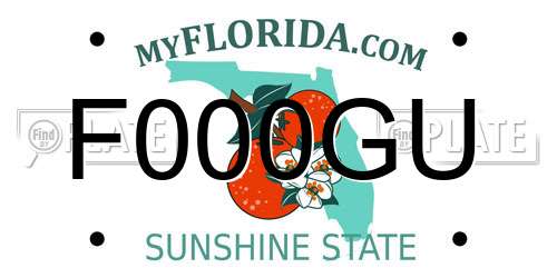 F000GU Florida License Plate