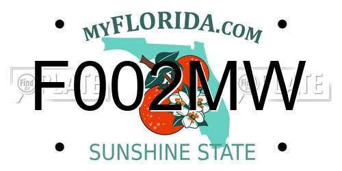 F002MW Florida License Plate