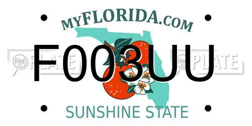 F003UU Florida License Plate